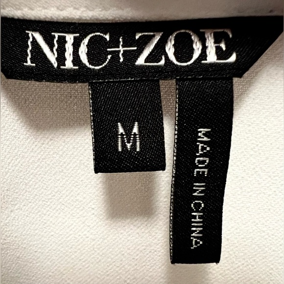 NIC+ZOE White Double Layer Tank Top w/ Grey/Black Intricate 3D Design Texture🤍 - Picture 6 of 7